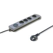 Qoltec Listwa antyprzepięciowa Quick Switch, 4 gniazda, 1,5m, szara Qoltec