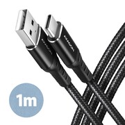 AXAGON BUCM-AM10AB Kabel USB-C - USB-A, 1.0m USB 2.0, 3A, ALU, oplot Czarny AXAGON
