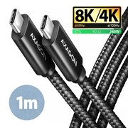 AXAGON BUCM4X-CM10AB Kabel USB-C - USB-C, USB4 Gen 3x2 1m, PD 240W, 8K HD, ALU, oplot Czarny AXAGON