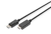 Digitus Kabel adapter DisplayPort 1.2 z zatrzaskiem 4K 60Hz UHD Typ DP/HDMI A M/M czarny 3m Digitus