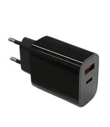 TB Ładowarka sieciowa 2x3A USB C + USB A Power Delivery czarna TB