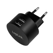 LogiLink Ładowarka sieciowa 2x USB-A, 10.5W, czarna LogiLink