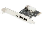 Digitus Karta (Kontroler) Firewire (400) PCI Exp., 2xZew. 1xZew.(Mini) IEEE1394a 6pin+Mini,Low Profile,VT6308P Digitus