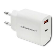 Qoltec Ładowarka sieciowa | 18W | 5-12V | 1.5-3A | USB typ C PD | USB QC 3.0 | Biała Qoltec