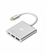 TB Adapter HUB USB C 3w1 - HDMI, USB, PD srebrny TB