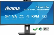 IIYAMA Monitor 34 cale XCB3497WQSNPH-B1,VA,UWQHD,1500R,USB-C Dock 95W, RJ45, KVM,2x5W, kamera 5MP, /5y/ IIYAMA