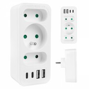 Maclean Rozdzielacz na 3 gniazda MCE248 F/W 2xUSB-A 2xUSB-C biały Maclean