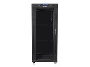 Lanberg Szafa instalacyjna rack stojąca 19 27U 600x800 czarna, drzwi szklane LCD (Flat pack) Lanberg