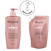 Zestaw do włosów koloryzowanych cienkich i średnich - Kérastase Chroma Absolu Respect Szampon 500ml z pompką + Refill 500ml Kérastase