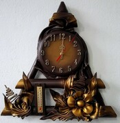 Zegar ścienny ze skóry + termometr, RĘKODZIEŁO na prezent JUBILEUSZOWY ART DECO