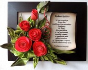 Obraz z dedykacją - PODZIĘKOWANIE DLA RODZICÓW - czerwone róże - K2D-6 ART DECO