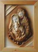 Obraz Świętej Rodziny w drewninej lakierowanej ramie - skórzany - SR5-17 ART DECO