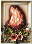 OBRAZ Z MATKĄ BOŻĄ - KWIATY - ORYGINALNY PREZENT - K3S-2 ART DECO