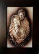 OBRAZ ZE ŚWIĘTĄ RODZINĄ, 3D, SKÓRA, NOWOCZESNY WZÓR, PAMIĄTKA WIELU OKAZJI. SR5-10 ART DECO