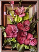 Obraz z kwiatami w jagodowym kolorze - prezent na Jubileusz - Urodziny - Emeryturę i inne okazje ART DECO