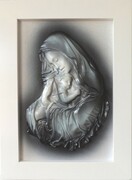 Obraz w białej drewnianej ramie MARYJA - na prezent ślubny - S3-15 ART DECO