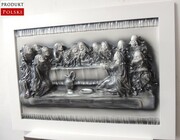 Duży i wyjątkowy obraz OSTATNIEJ WIECZERZY w białej drewnianej ramie NA JUBILEUSZ - S8-16 ART DECO