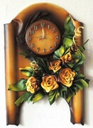 Zegar scienny ze skóry - róże - Z1-4 ART DECO