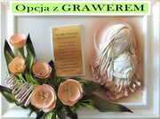 Obraz z Maryją na prezent 1 Komunię Świętą - CHRZEST + kwiaty i dedykacja - K3SK-4 ART DECO