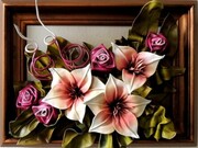 Prezent dla kobiety, mamy z okazji urodzin - obraz z ręcznie wykonanymi kwiatami ART DECO