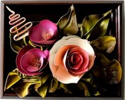 Fajny obrazek z ręcznie wykonanymi kwiatami ze skóry - prezent dla kobiety ART DECO