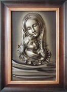 Obraz z płaskorzeźbą Maryji - prezent na ślub dla noworzeńców. ART DECO