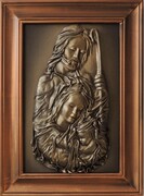 Obraz Święta Rodzina ze skóry w miedziowanej drewnianej ramie - SR5-5 ART DECO