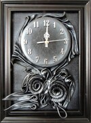 Obraz z zegarem na ścianę w czarno-srebrnej kolorystyce NA PREZENT urodzinowy 50-tka mężczyzny ART DECO