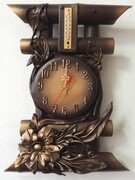 Zegar ścienny ze skóry i bambusa na prezent jubileuszowy + TERMOMETR - B5T-1 ART DECO