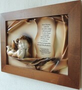 ANIOŁ SRÓŻ. OBRAZ z aniołkiem KOMUNIA chrzest URODZINY- A3-4 ART DECO