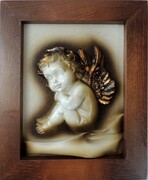 Obrazek z Aniołkiem - chrzciny, komunia. SUPER PAMIĄTKA. A1-5 ART DECO