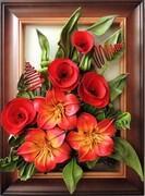 Obraz ze skóry - Lilie i maki - k5-2 ART DECO