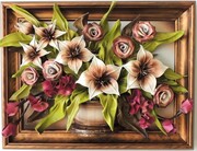 Obraz kwiatowy w złotej ramie - Pamiątka Jubileuszowa - urodzinowa - na emeryturę ART DECO