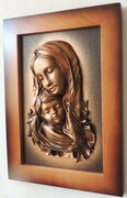 Obraz z płaskorzeźbą Maryi na prezent ślubny - dla mamy - babci ART DECO