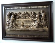 Duży obraz OSTATNIEJ WIECZERZY w drewnianej orzechowej ramie JUBILEUSZ prezent - S8-17 ART DECO