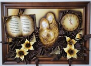 DUŻY OBRAZ NA JUBILEUSZ Z DEDYKACJĄ, ŚWIĘTĄ RODZINĄ I ZEGAREM - JB8-1 ART DECO