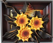 Słoneczniki - obrazek ze skóry na prezent urodzinowy RĘKODZIEŁO ART DECO