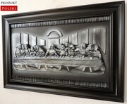 Obraz OSTATNIA WIECZERZA w czarnej drewnianej ramie - prezent na jubileusz - RĘKODZIEŁO ART DECO