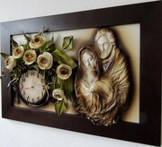 ELEGANCKI OBRAZ Z ZEGAREM I ŚWIĘTĄ RODZINĄ. DOSKONAŁY DO WYSTROJU WNĘTRZA. K7SRZ-1 ART DECO