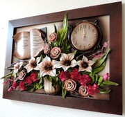 Nowoczesny obraz na PODZIĘKOWANIE DLA RODZICÓW - kwiaty + zegar - K8D-7 ART DECO