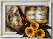 OBRAZ Z ŚWIĘTĄ RODZINĄ ZE SKÓRY - PREZENT NA ŚLUB, JUBILEUSZ, PODZIĘKOWANIE ART DECO