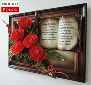 ORYGINALNY OBRAZ ZE SKÓRY Z DEDYKACJĄ NA ŚLUB, JUBILEUSZ, PODZIĘKOWANIE - K3D-3 ART DECO