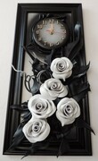 Czarno biały obraz + zegar z różami RĘKODZIEŁO - K4Z-15 ART DECO