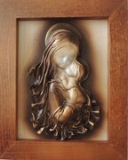 MATKA BOŻA. OBRAZ ZE SKÓRY. pamiątka komunii, urodzin, chrztu świetego. S1-7 ART DECO