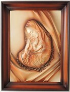 PIĘKNY OBRAZ Z DUŻĄ PŁASKORZEŹBĄ MATKI BOŻEJ - S6-1 ART DECO