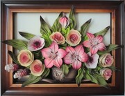 Obraz 3D z bukietem kwiatów w wazonie - PREZENT na 50, 60, 70, 80-te urodziny ART DECO