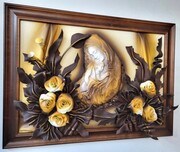 Obraz z Maryją z dużą płaskorzeźbą i różami 3D na PREZENT ślubny JUBILEUSZ ART DECO