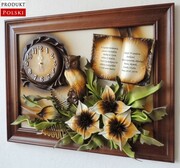 Obraz z dedykacją na Ślub - Jubileusz - Podziękowanie - Urodziny - dla nauczyciela + ZEGAR i sowa - sd6-1 ART DECO