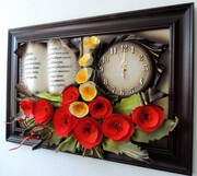 Prezent z okazji przejścia na emeryturę z dedykacją i kwiatami + zegar - K7D-2n ART DECO