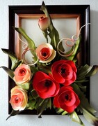 Obraz z bukietem kwiatów na JUBILEUSZ 40-LECIA ŚLUBU - Rubinowe Gody - RĘKODZIEŁO - K2-20 ART DECO